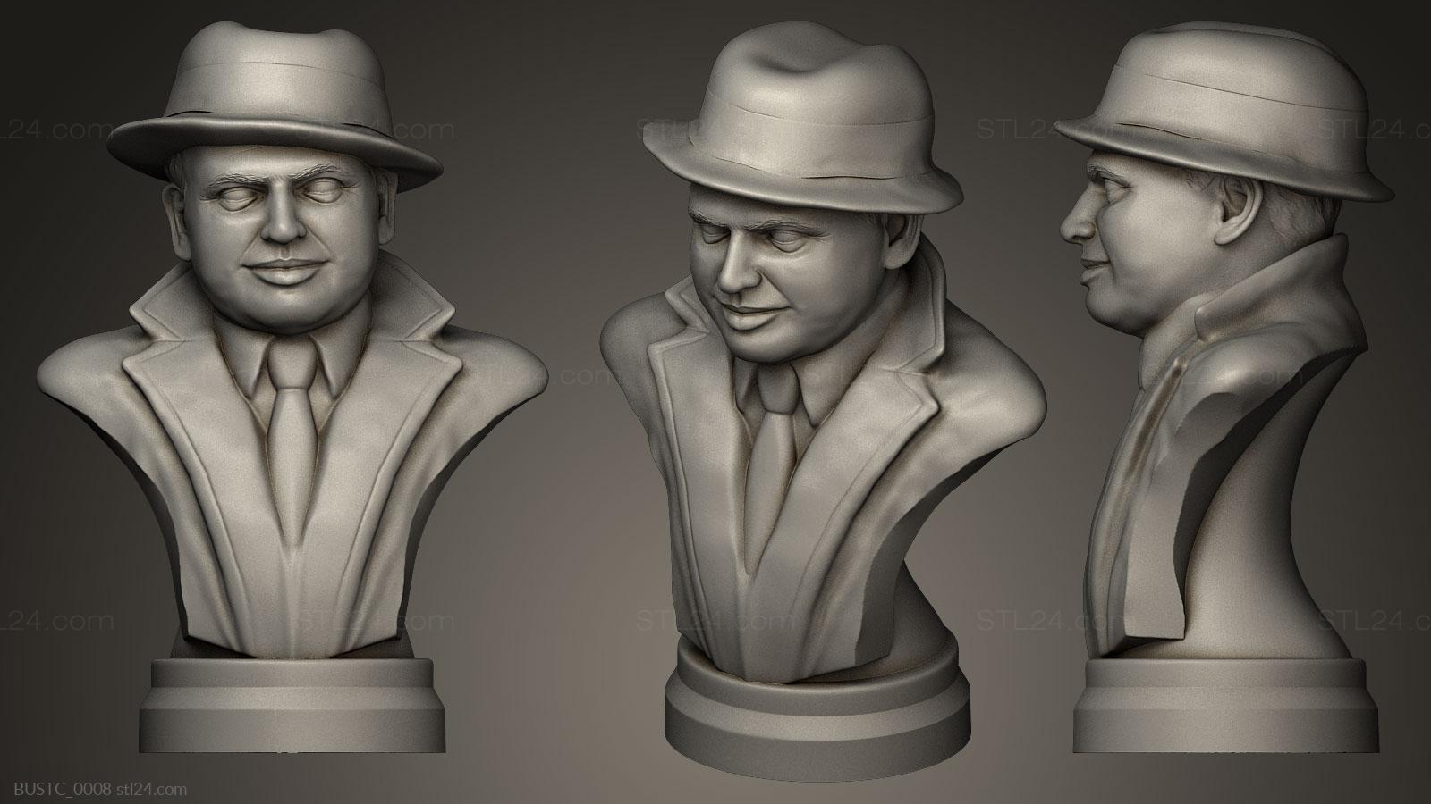 Бюсты и барельефы известных личностей (Аль Капоне, BUSTC_0008) 3D модель для ЧПУ станка